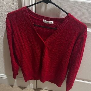 Vintage Deluxe Red Cable Knit Cardigan